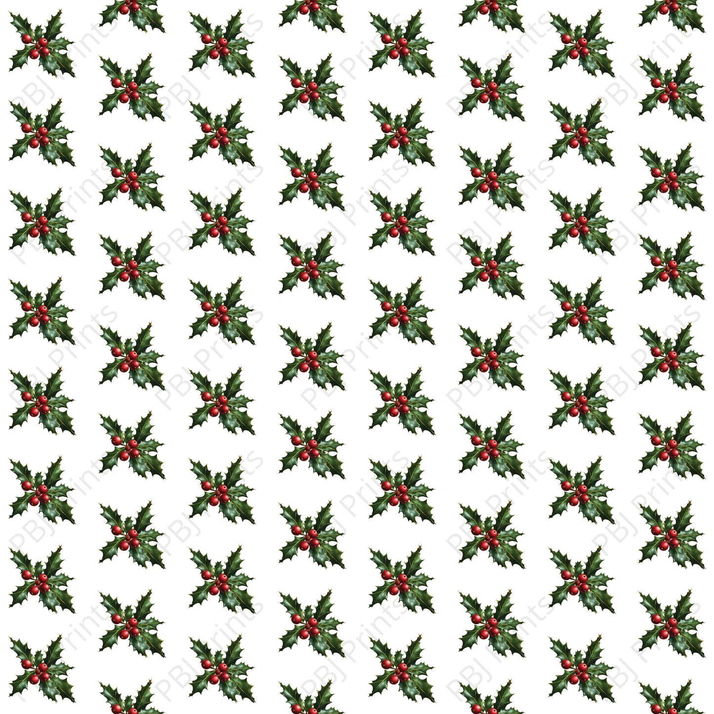 Christmas Holly Repeat - Artist by 3/2 Paper Co. - Ai Art, Ai Image, Christmas, Deer, Holiday